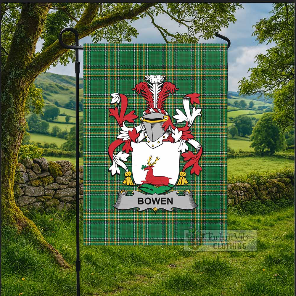 Bowen Irish Clan Tartan Flag with Coat of Arms