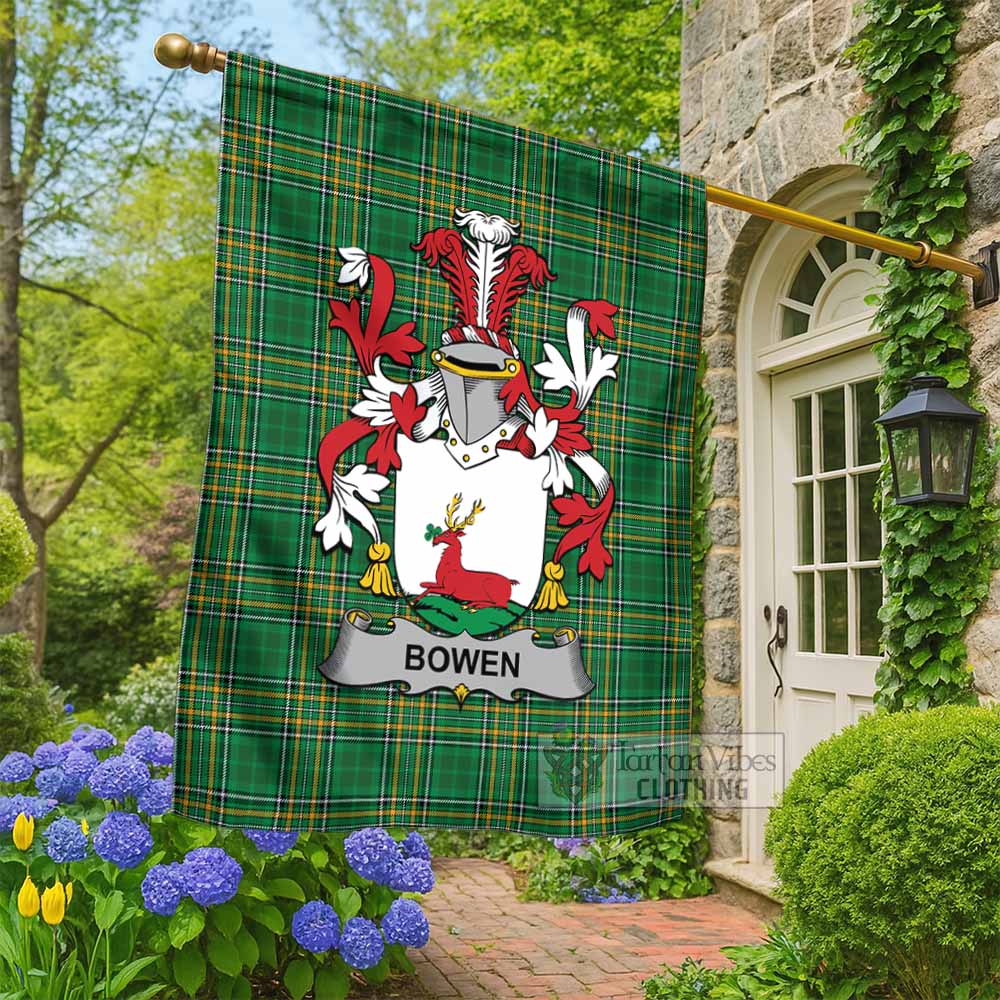 Bowen Irish Clan Tartan Flag with Coat of Arms