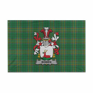 Bowen Irish Clan Tartan House Flag with Coat of Arms