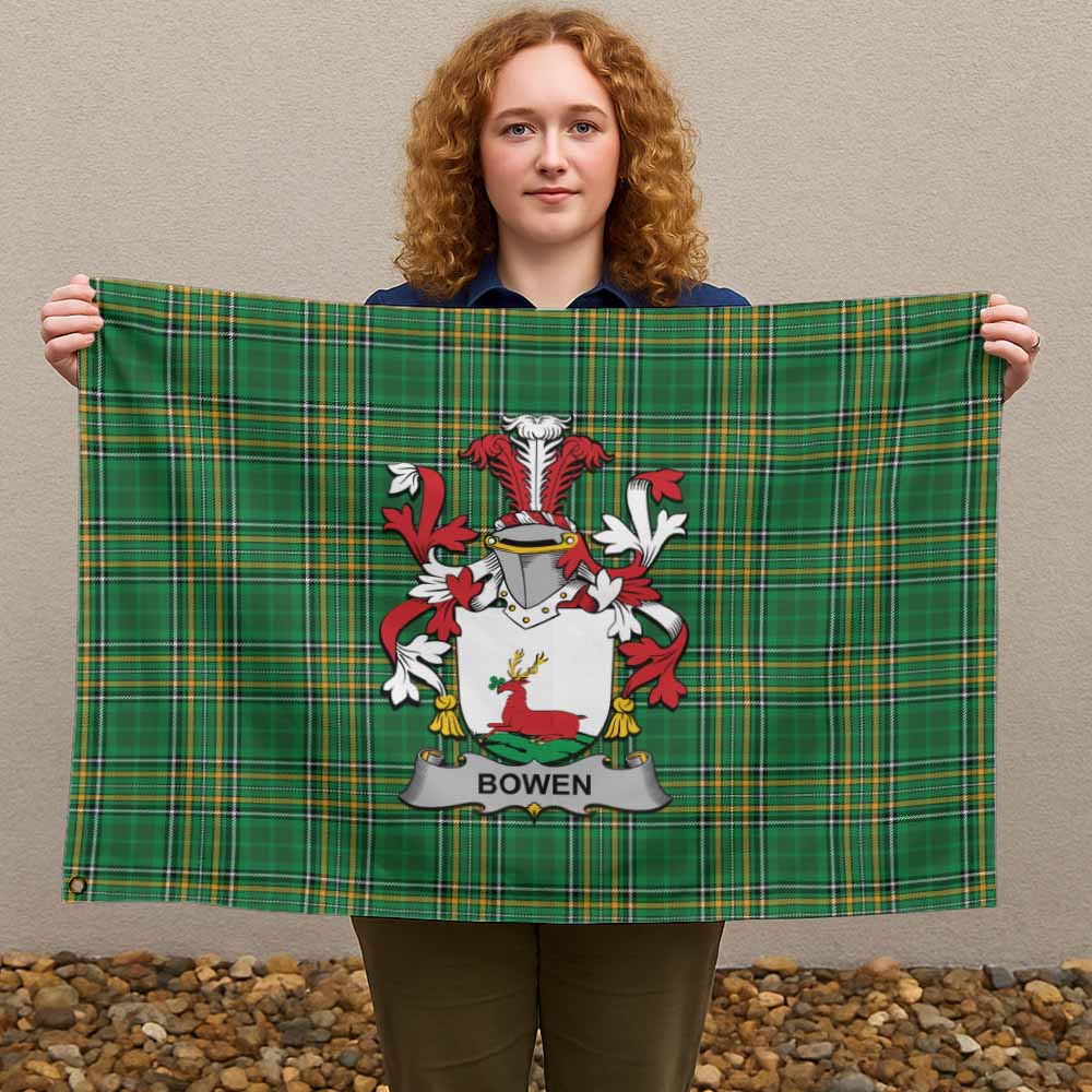 Tartan Vibes Clothing Bowen Irish Clan Tartan House Flag with Coat of Arms