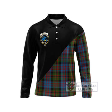 Bowie Tartan Long Sleeve Polo Shirt with Family Crest and Military Logo Style Unisex - Tartan Vibes Clothing