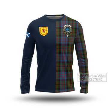 Bowie Tartan Long Sleeve T-Shirt Alba with Scottish Lion Royal Arm Half Style Unisex - Tartan Vibes Clothing