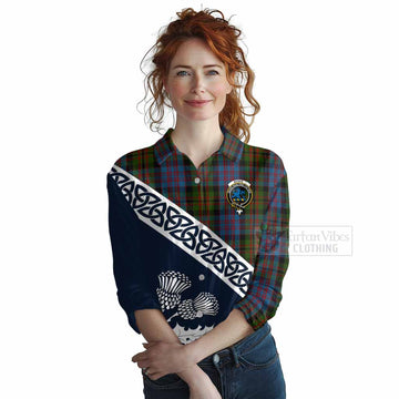 Bowie Tartan Women's Casual Shirt Featuring Thistle and Scotland Map Female - Tartan Vibes Clothing