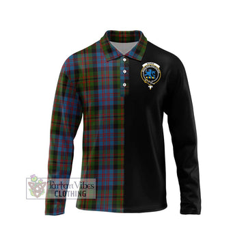Bowie Tartan Long Sleeve Polo Shirt with Family Crest and Half Of Me Style Unisex - Tartan Vibes Clothing