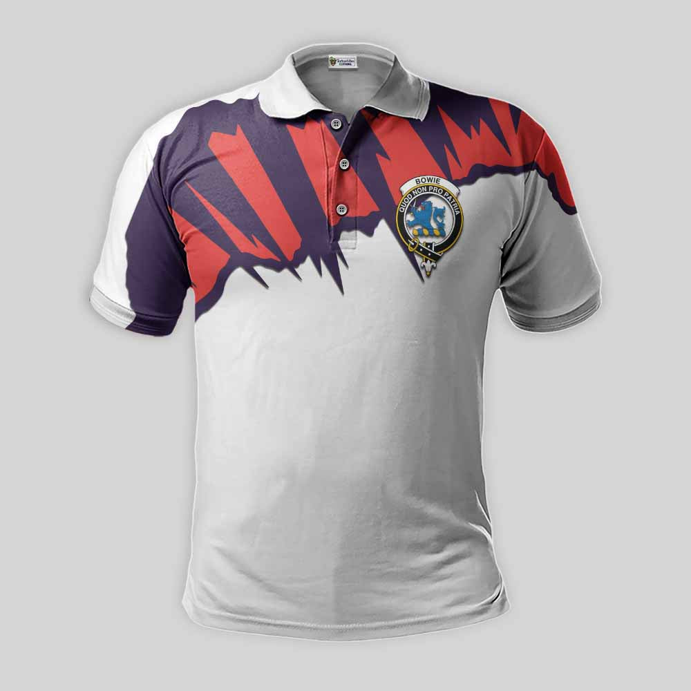 Bowie Clan Crest Polo Shirt with Retro Sport Style Kid - 2D-tartanvibesclothing