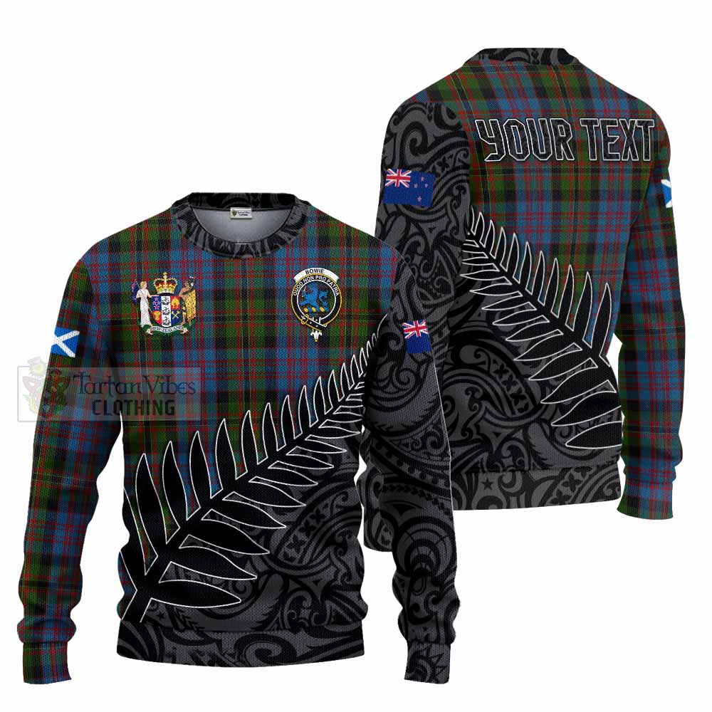 Bowie Crest Tartan Knitted Sweater with New Zealand Silver Fern Half Style Unisex - Tartan Vibes Clothing