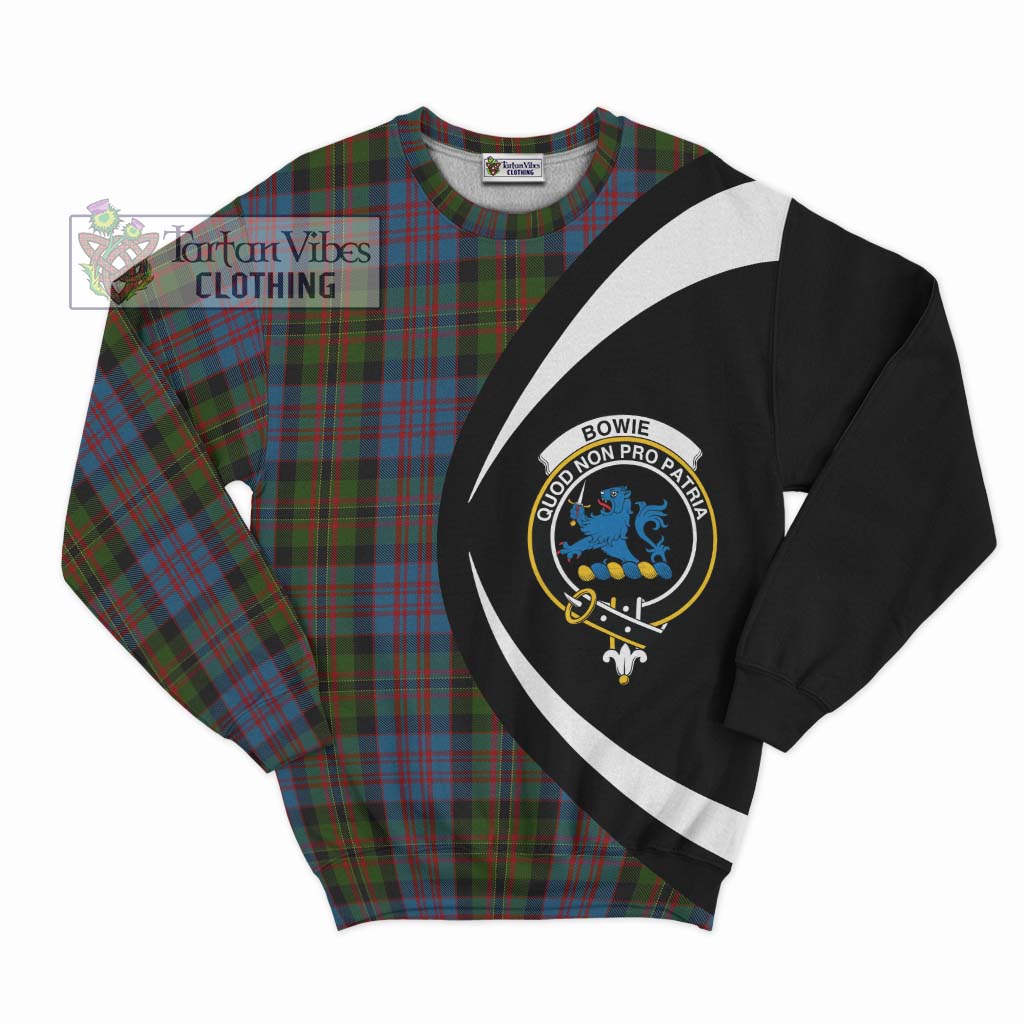 Bowie Tartan Sweatshirt with Family Crest Circle Style Unisex - Tartan Vibes Clothing