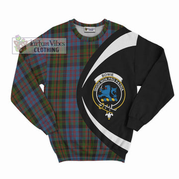 Bowie Tartan Sweatshirt with Family Crest Circle Style Unisex - Tartan Vibes Clothing