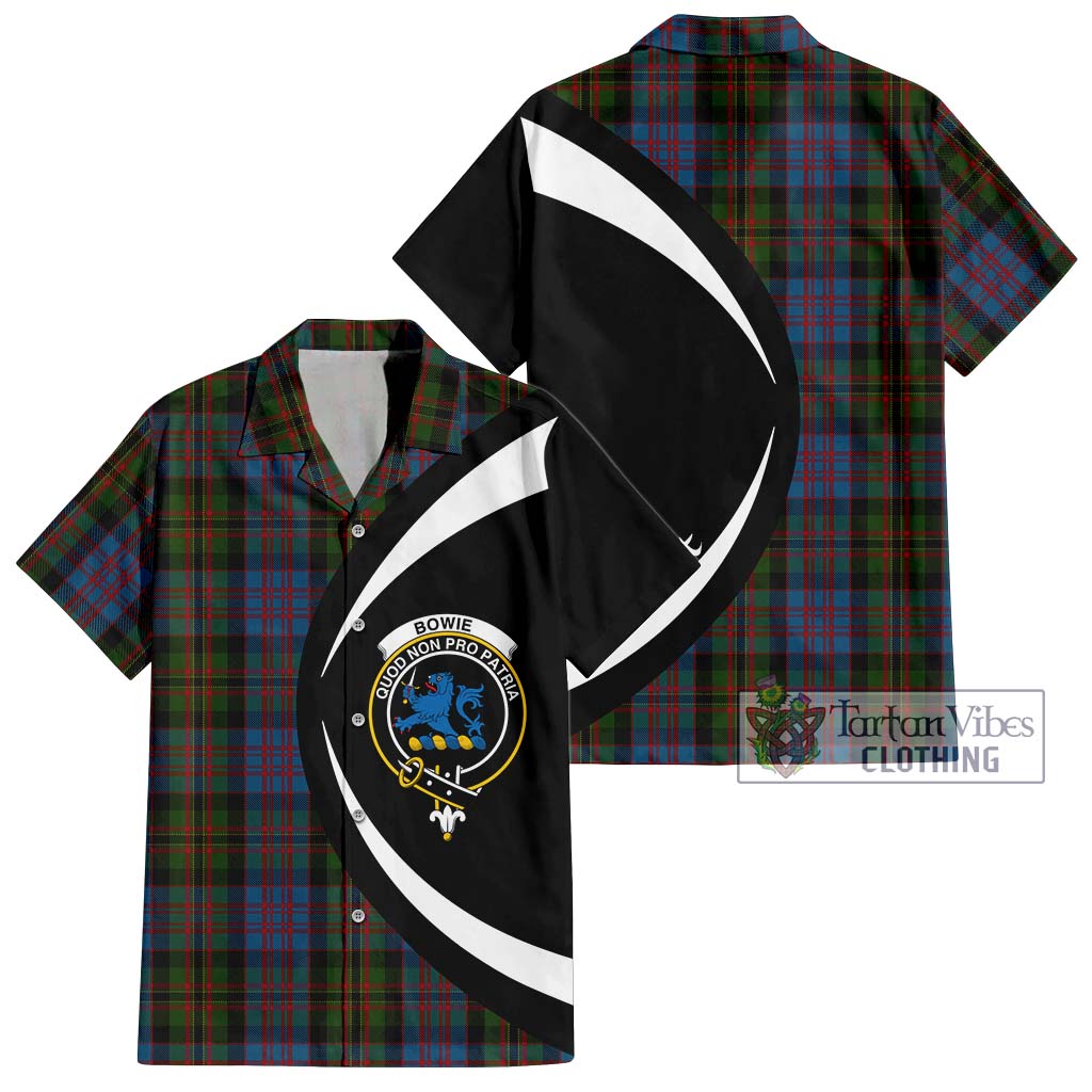 Bowie Tartan Hawaiian Shirt with Family Crest Circle Style Kid - Tartan Vibes Clothing
