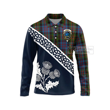 Bowie Tartan Long Sleeve Polo Shirt Featuring Thistle and Scotland Map Unisex - Tartan Vibes Clothing