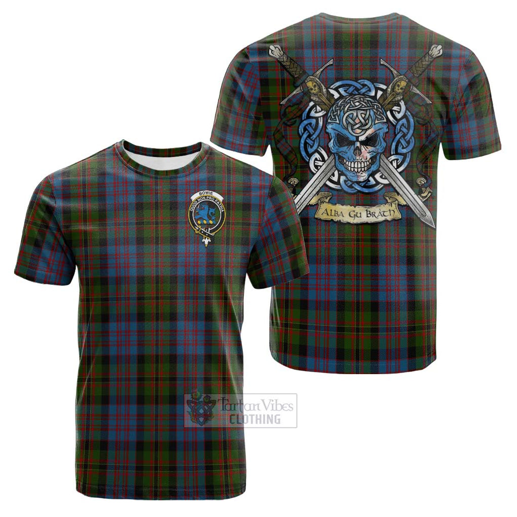 Bowie Tartan Cotton T-shirt with Family Crest Celtic Skull Style Kid's Shirt - Tartan Vibes Clothing
