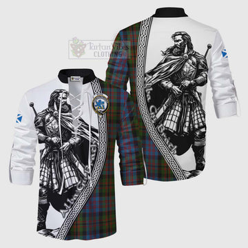 Bowie Tartan Clan Crest Ghillie Kilt Shirt with Highlander Warrior Celtic Style Men - Tartan Vibes Clothing