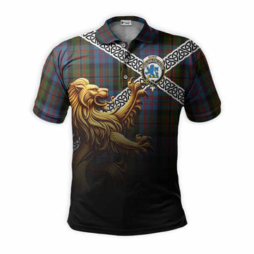 Bowie Crest Tartan Polo Shirt with Golden Lion Emblem Celtic Style Kid - Tartan Vibes Clothing