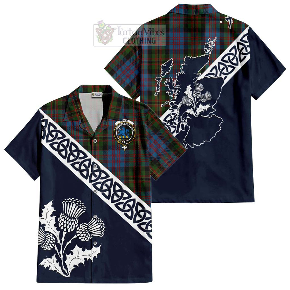 Bowie Tartan Hawaiian Shirt Featuring Thistle and Scotland Map Kid - Tartan Vibes Clothing
