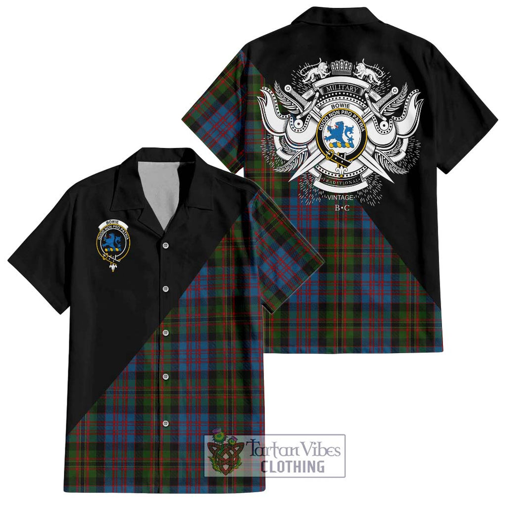 Bowie Tartan Hawaiian Shirt with Family Crest and Military Logo Style Kid - Tartan Vibes Clothing