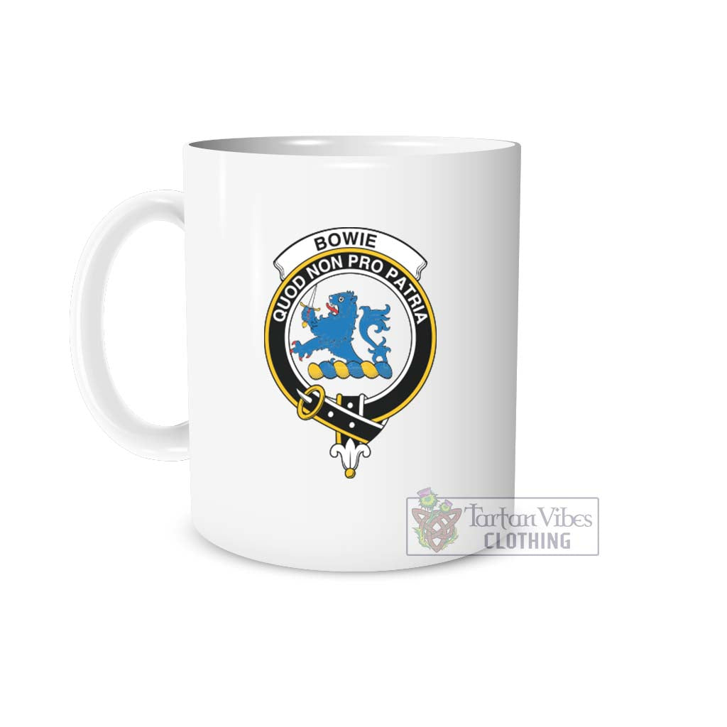 Bowie Family Crest Ceramic Mug White - 2D-tartanvibesclothing