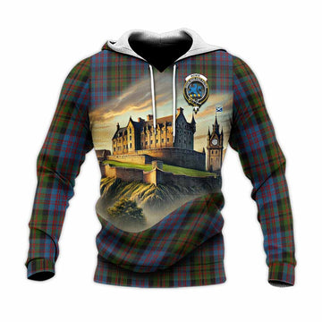 Bowie Tartan Family Crest Knitted Hoodie with Scottish Ancient Castle Style Unisex Knitted Pullover Hoodie - Tartan Vibes Clothing