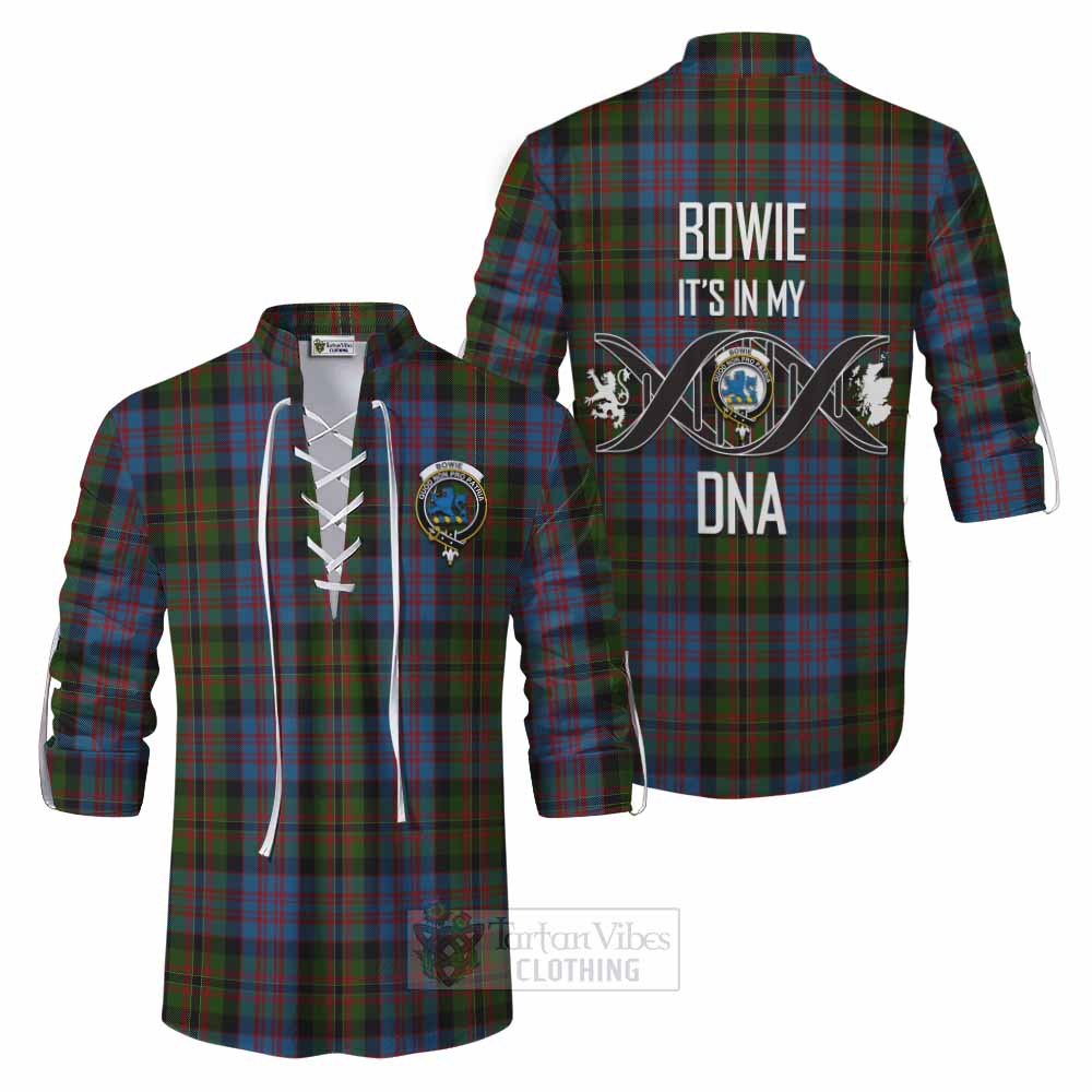 Tartan Vibes Clothing Bowie Tartan Ghillie Kilt Shirt with Family Crest DNA In Me Style