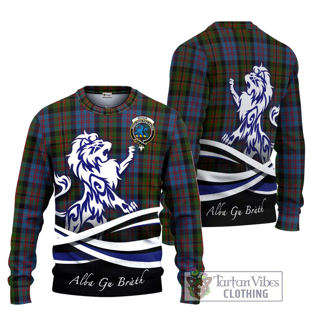 Bowie Tartan Ugly Sweater with Alba Gu Brath Regal Lion Emblem Unisex - Tartan Vibes Clothing