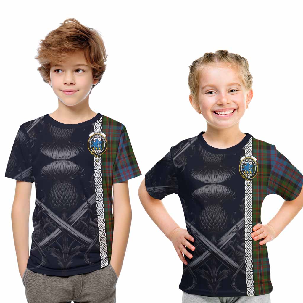 Bowie Tartan Kid T-Shirt with Family Crest Cross Sword Thistle Celtic Vibes Youth XL Size14 - Tartan Vibes Clothing