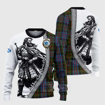 Bowie Tartan Clan Crest Knitted Sweater with Highlander Warrior Celtic Style Unisex - Tartan Vibes Clothing