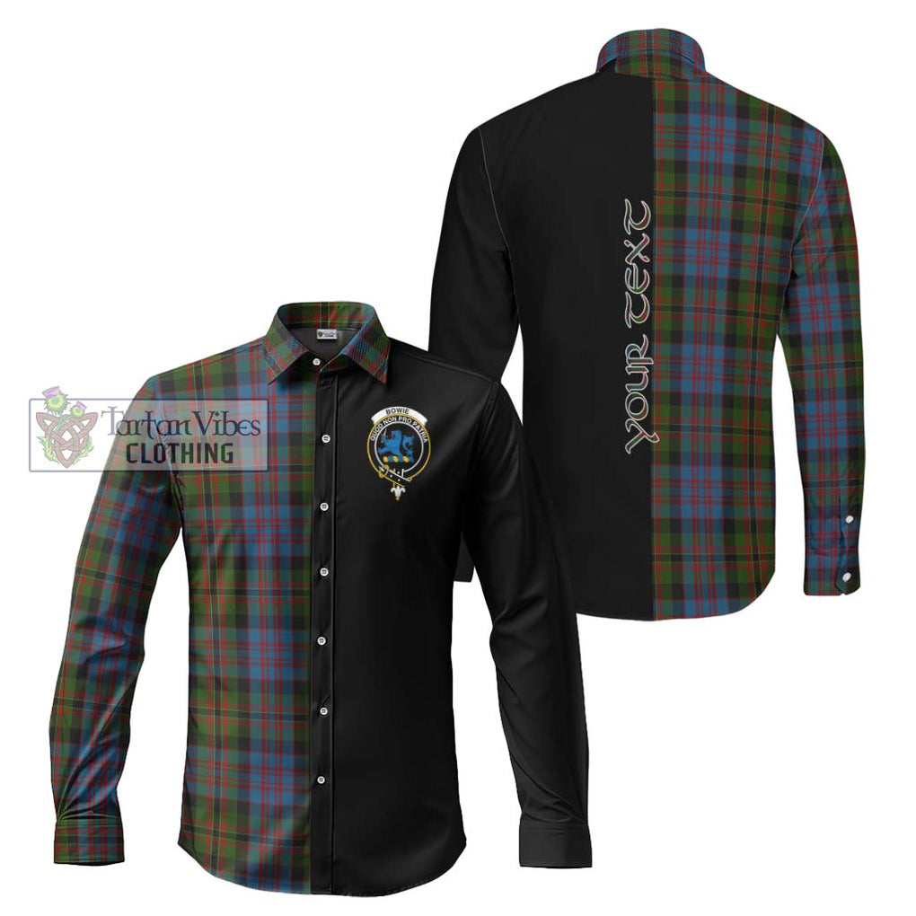Bowie Tartan Long Sleeve Button Shirt with Family Crest and Half Of Me Style Men's Shirt S - Tartanvibesclothing Shop