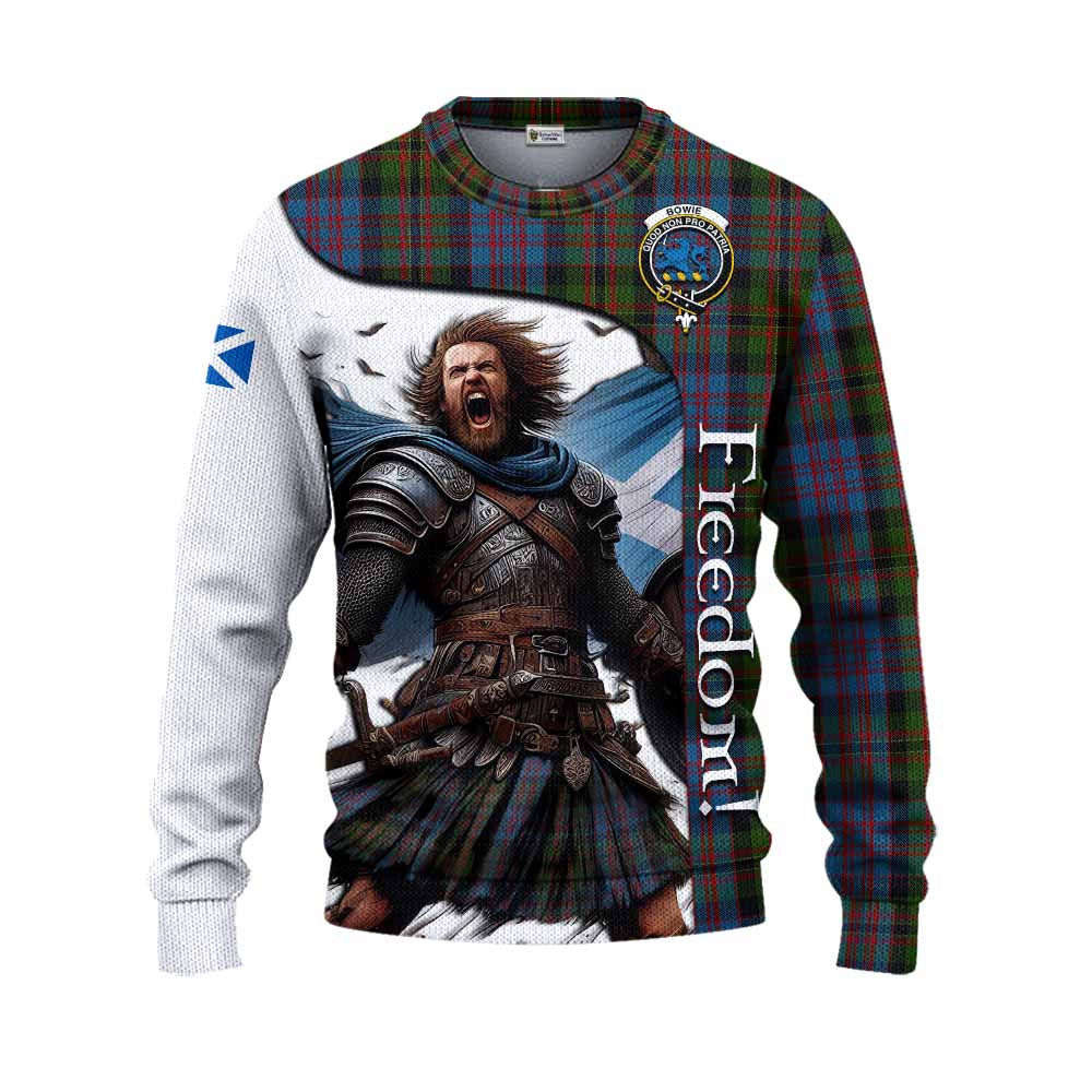 Bowie Crest Tartan Knitted Sweater Inspired by the Freedom of Scottish Warrior Unisex - Tartan Vibes Clothing