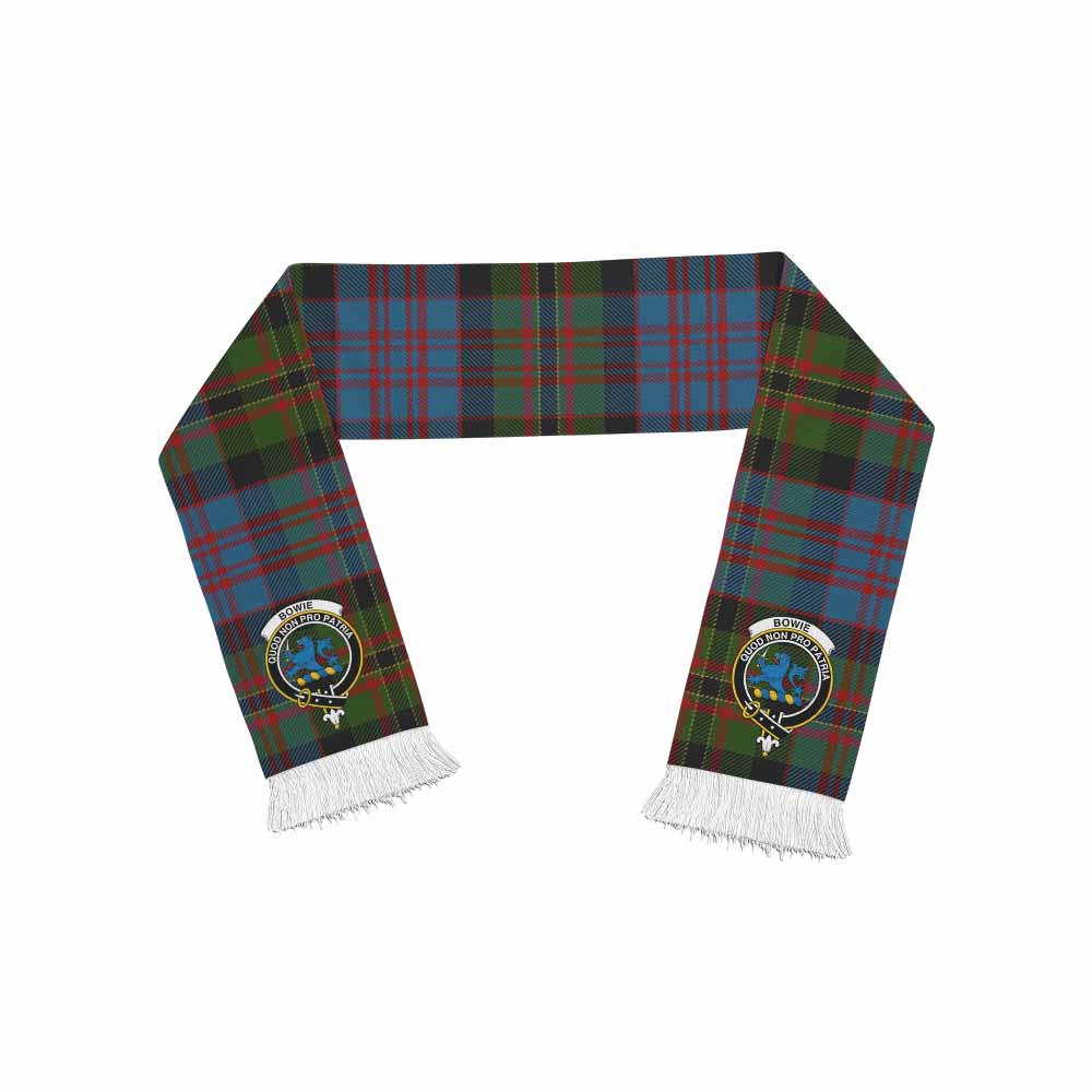 Bowie Tartan Ruffneck Scarf with Family Crest One Size 67.7*6.7 inches - Tartan Vibes Clothing