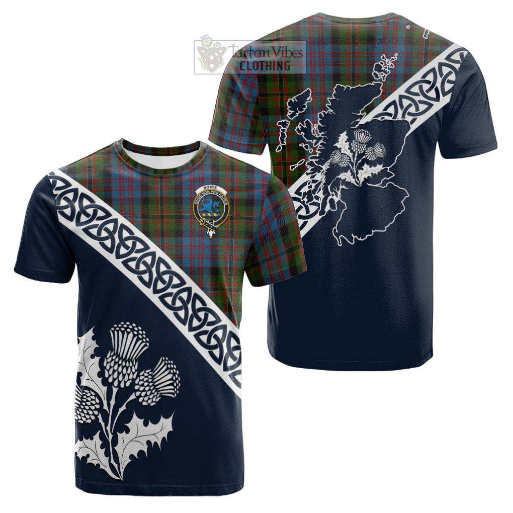 Bowie Tartan Cotton T-shirt Featuring Thistle and Scotland Map Kid's Shirt - Tartan Vibes Clothing