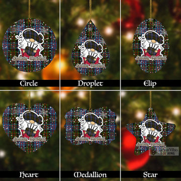 Bowie Tartan Christmas Aluminium Ornament with Scottish Gnome Playing Bagpipes Aluminium - Tartan Vibes Clothing