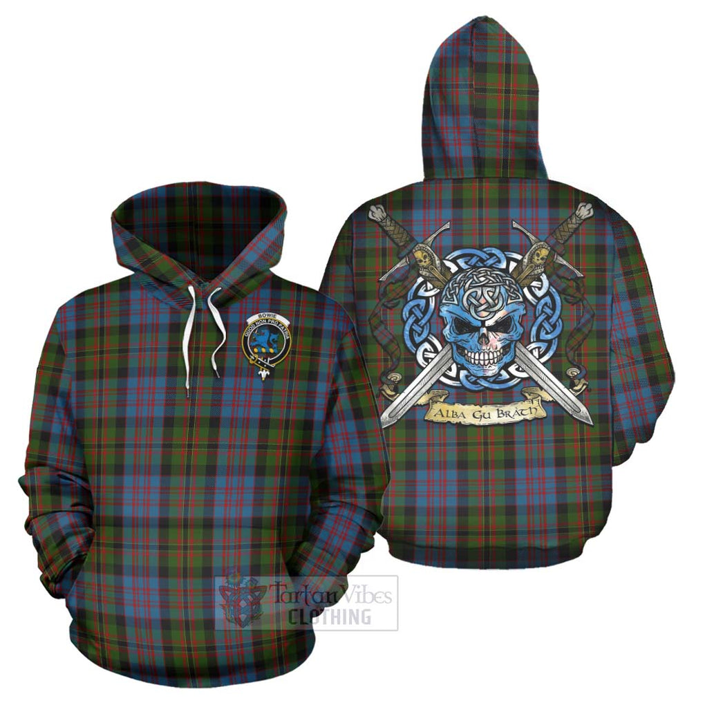 Bowie Tartan Hoodie with Family Crest Celtic Skull Style Zip Hoodie - Tartan Vibes Clothing