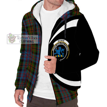 Bowie Tartan Sherpa Hoodie with Family Crest Circle Style Unisex S - Tartan Vibes Clothing