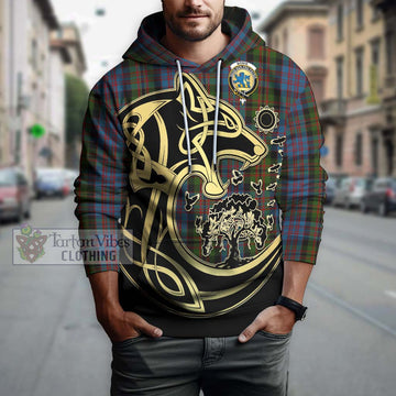 Bowie Tartan Hoodie with Family Crest Celtic Wolf Style Zip Hoodie - Tartan Vibes Clothing