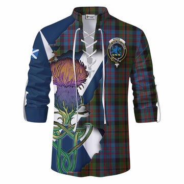 Tartan Vibes Clothing Bowie Tartan Family Crest Ghillie Kilt Shirt Scottish Thistle Celtic Inspired