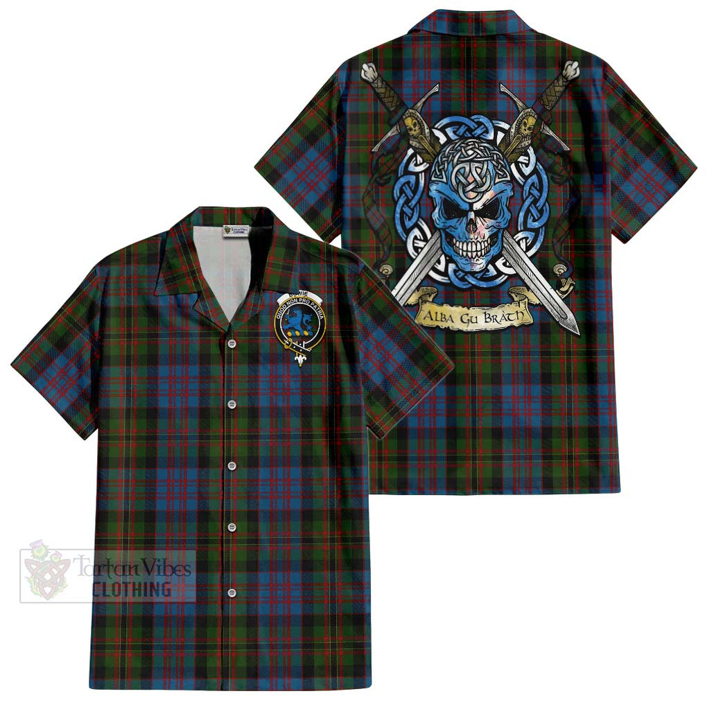 Bowie Tartan Hawaiian Shirt with Family Crest Celtic Skull Style Kid - Tartan Vibes Clothing