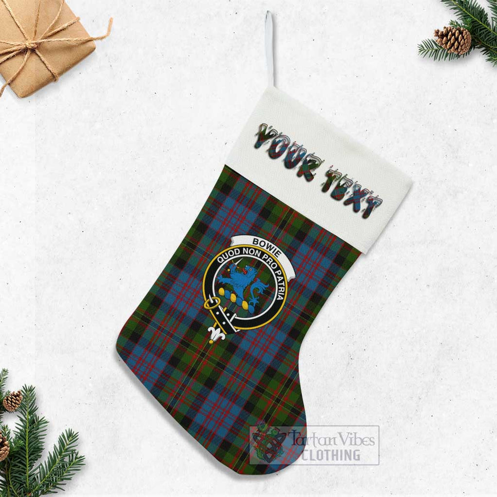 Tartan Vibes Clothing Bowie Tartan Family Crest Christmas Stocking with Personalized Text