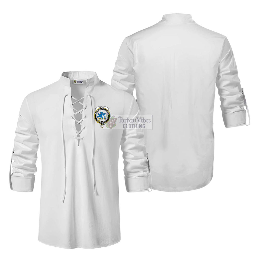 Bowie Clan Crest Ghillie Kilt Shirt Men White - 2D-tartanvibesclothing