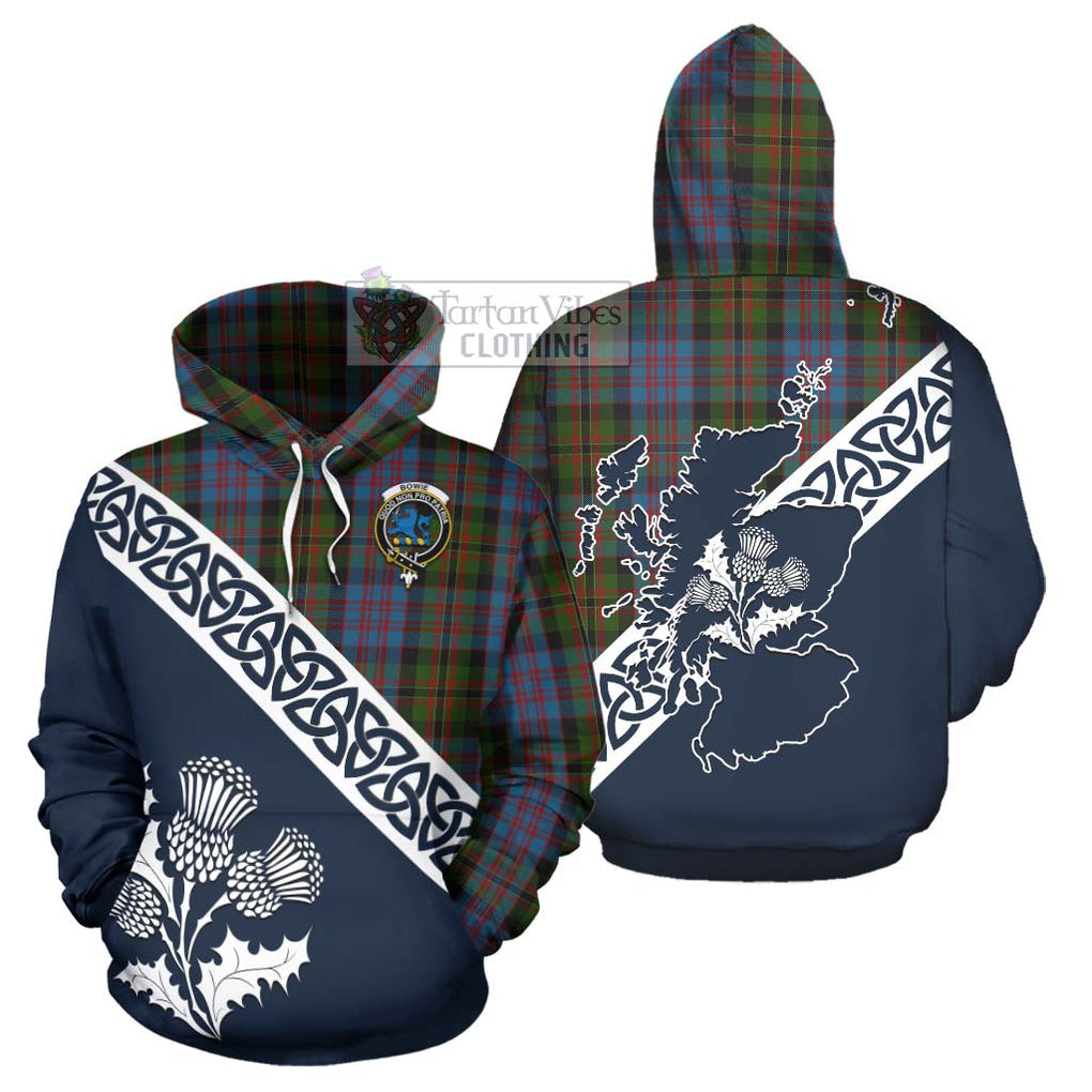 Bowie Tartan Hoodie Featuring Thistle and Scotland Map Zip Hoodie - Tartan Vibes Clothing