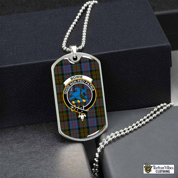 Bowie Tartan Dog Tag Necklace with Family Crest Silver No - Tartan Vibes Clothing