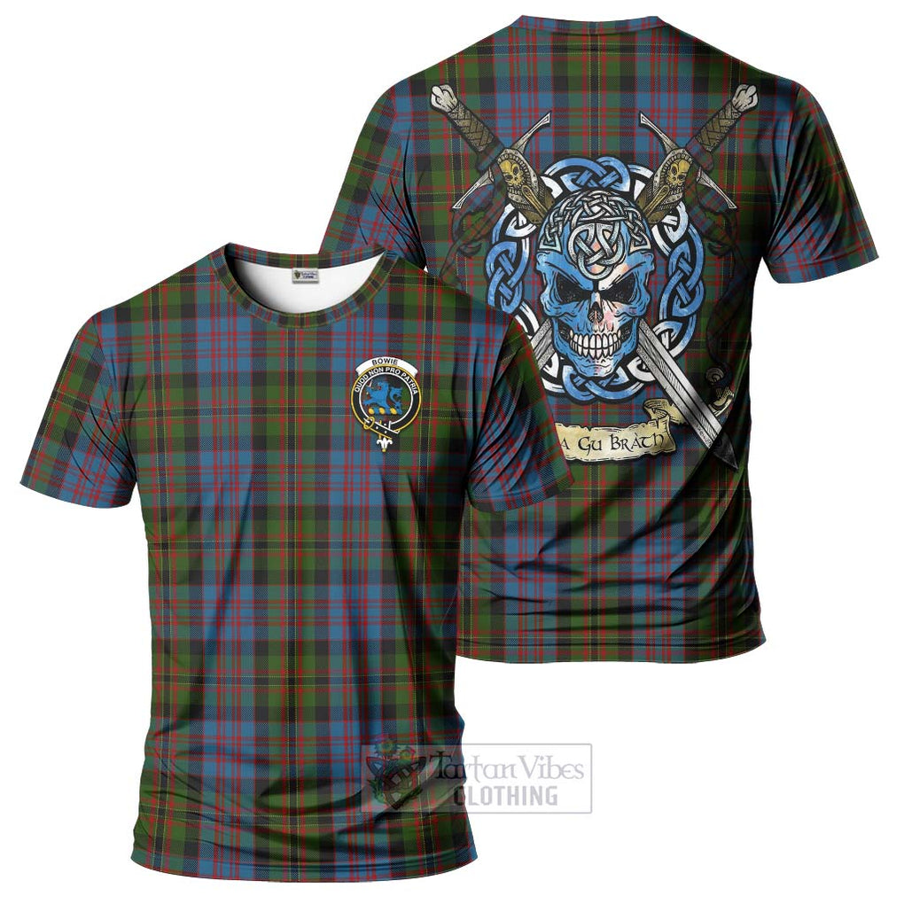 Bowie Tartan T-Shirt with Family Crest Celtic Skull Style Kid's Shirt - Tartan Vibes Clothing