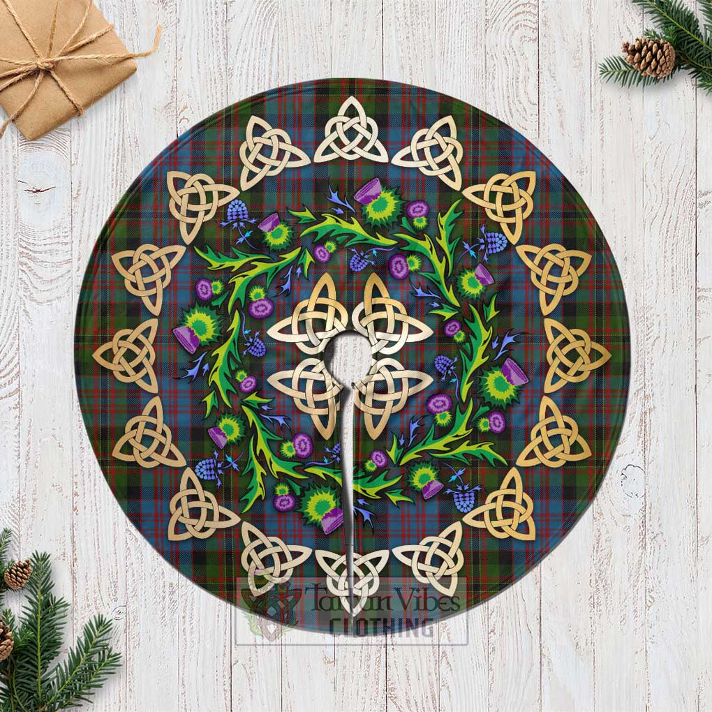 Bowie Tartan Christmas Tree Skirt with Thistle Celtic Knot Style Casual Tree Skirts - Tartan Vibes Clothing