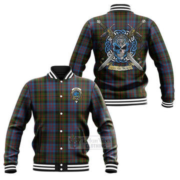 Bowie Tartan Baseball Jacket with Family Crest Celtic Skull Style Unisex - Tartan Vibes Clothing