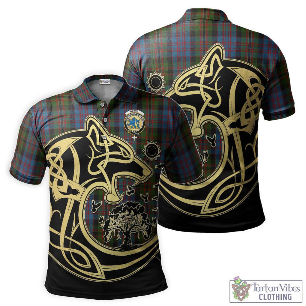 Bowie Tartan Polo Shirt with Family Crest Celtic Wolf Style Kid - Tartan Vibes Clothing