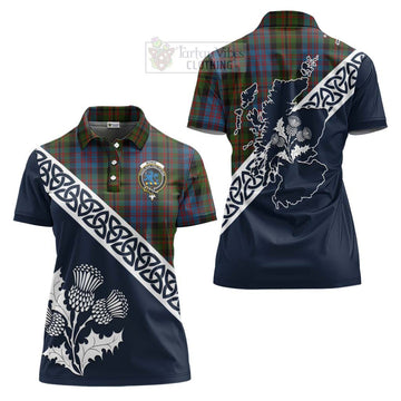 Bowie Tartan Women's Polo Shirt Featuring Thistle and Scotland Map Women - Tartanvibesclothing Store