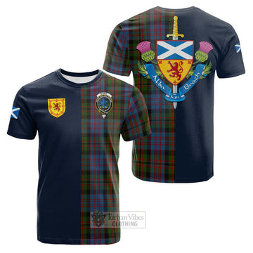 Bowie Tartan Cotton T-shirt Alba with Scottish Lion Royal Arm Half Style Kid's Shirt - Tartan Vibes Clothing