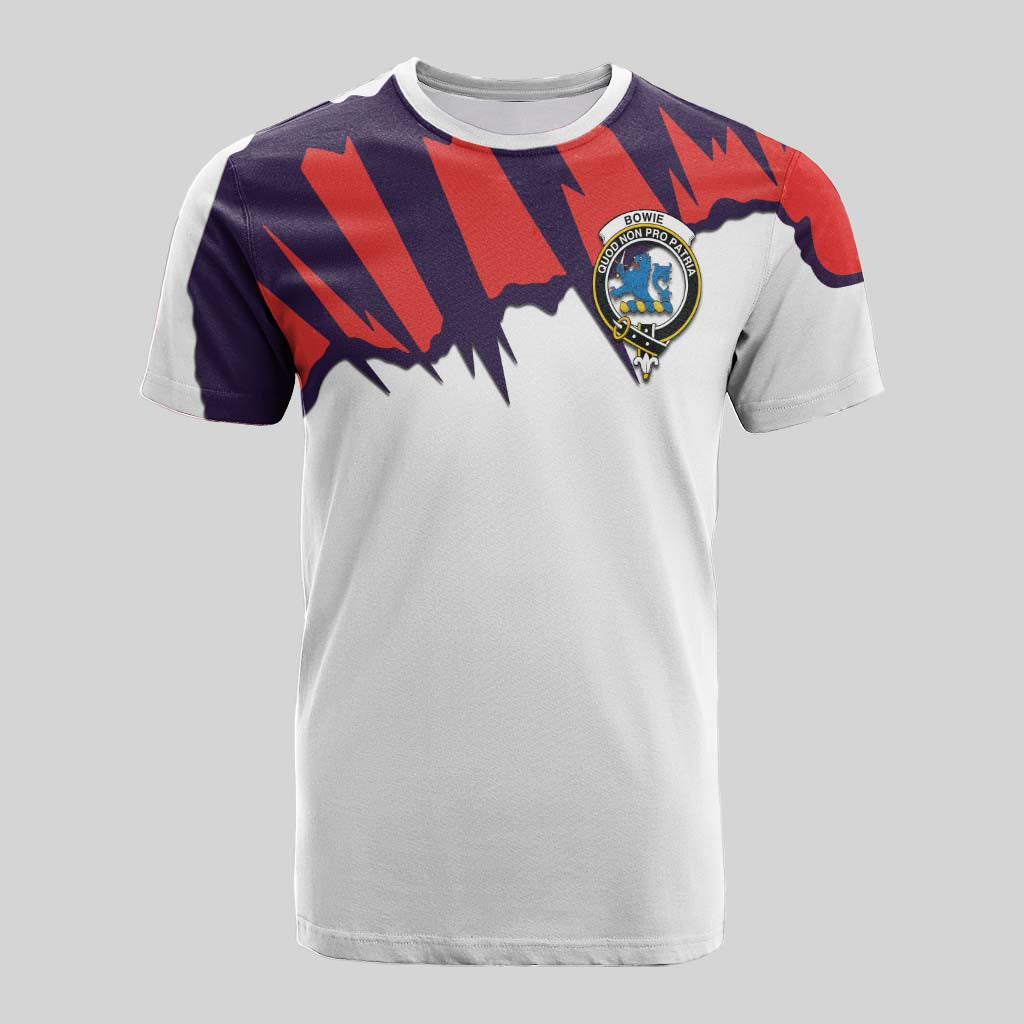 Bowie Clan Crest Cotton T-shirt with Retro Sport Style Kid's Shirt - 2D-tartanvibesclothing