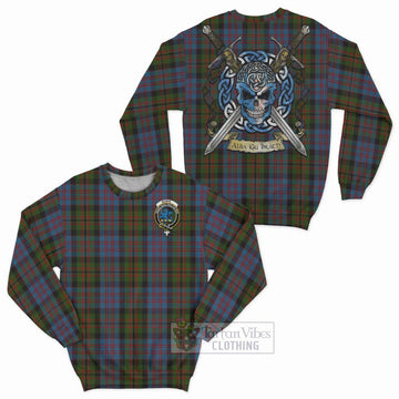 Bowie Tartan Sweatshirt with Family Crest Celtic Skull Style Unisex - Tartan Vibes Clothing