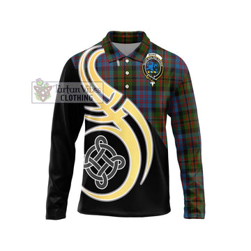 Bowie Tartan Long Sleeve Polo Shirt with Family Crest and Celtic Symbol Style Unisex - Tartan Vibes Clothing
