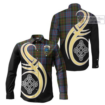 Bowie Tartan Long Sleeve Button Shirt with Family Crest and Celtic Symbol Style Men's Shirt S - Tartan Vibes Clothing