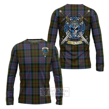 Bowie Tartan Long Sleeve T-Shirt with Family Crest Celtic Skull Style Unisex - Tartan Vibes Clothing